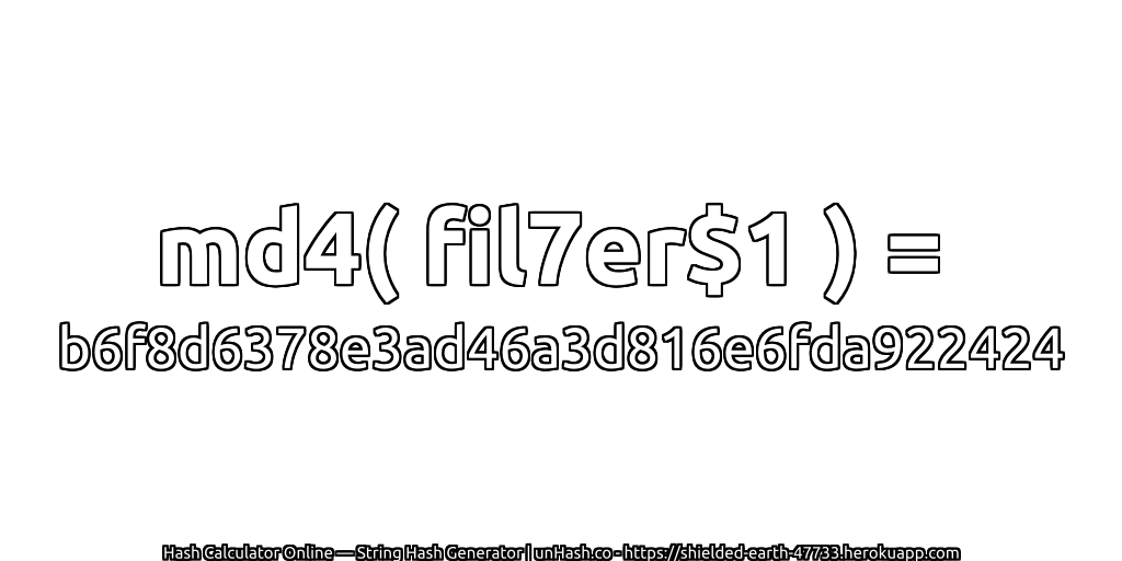 md4( fil7er$1 ) = b6f8d6378e3ad46a3d816e6fda922424 | unHash.co