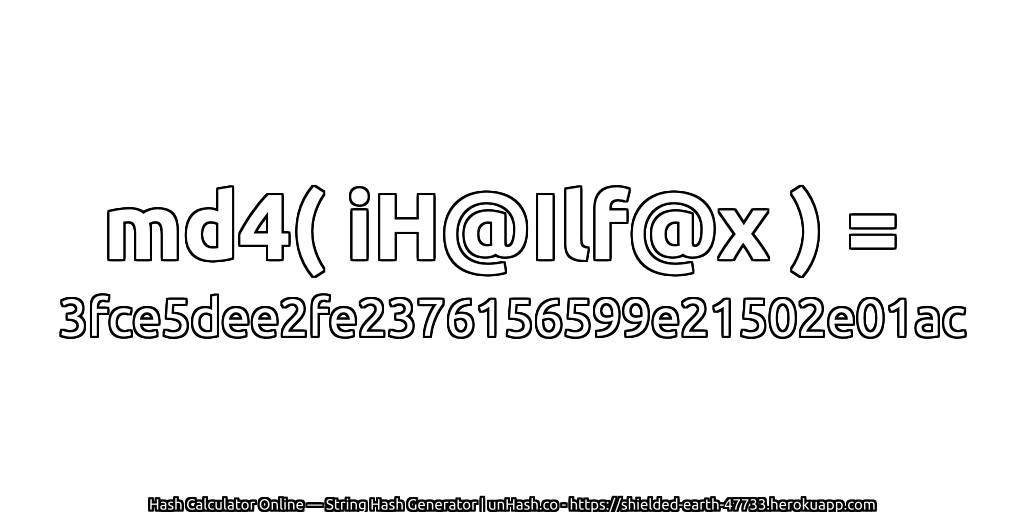 md4( iH@Ilf@x ) = 3fce5dee2fe2376156599e21502e01ac | unHash.co