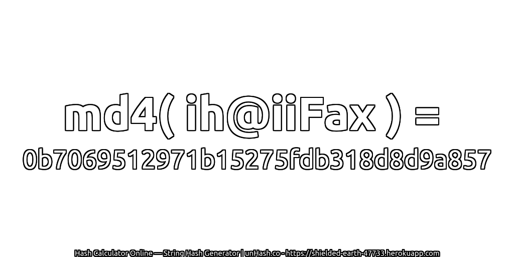 md4( ih@iiFax ) = 0b7069512971b15275fdb318d8d9a857 | unHash.co