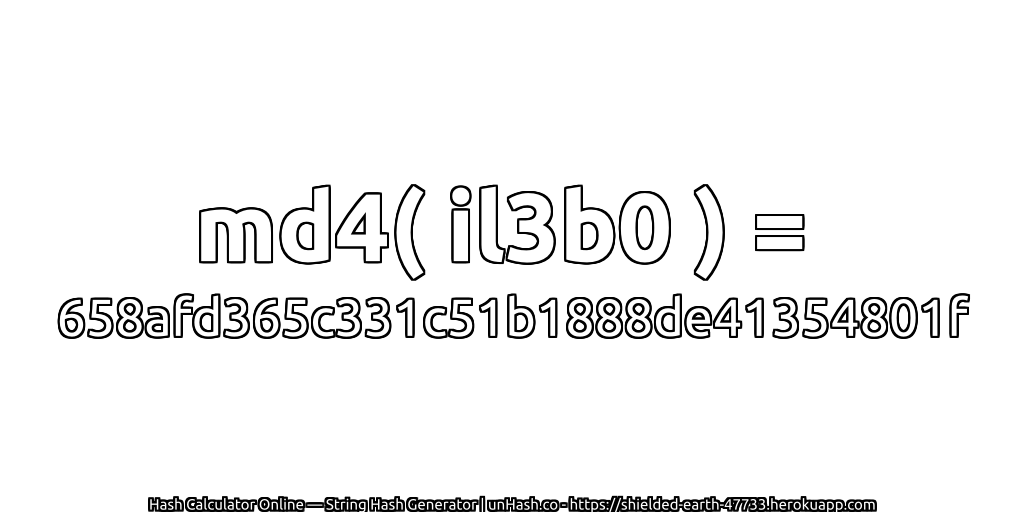 md4( il3b0 ) = 658afd365c331c51b1888de41354801f | unHash.co