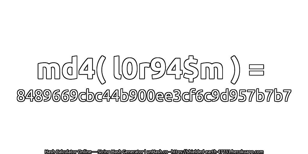 md4( l0r94$m ) = 8489669cbc44b900ee3cf6c9d957b7b7 | unHash.co