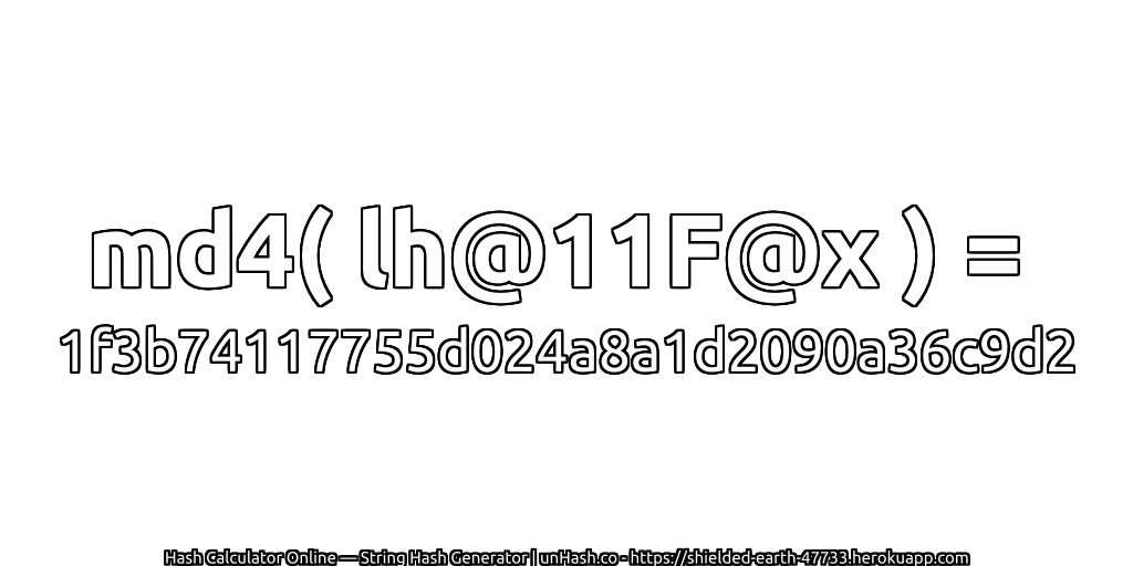 md4( lh@11F@x ) = 1f3b74117755d024a8a1d2090a36c9d2 | unHash.co