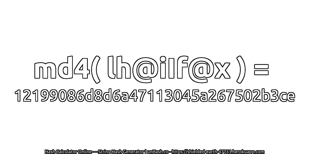 md4( lh@iIf@x ) = 12199086d8d6a47113045a267502b3ce | unHash.co