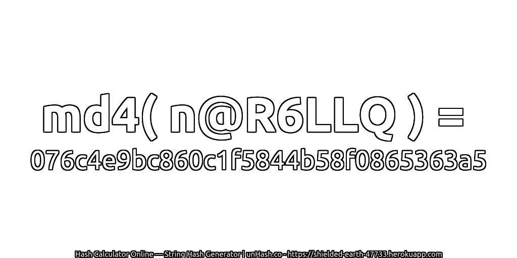 md4( n@R6LLQ ) = 076c4e9bc860c1f5844b58f0865363a5 | unHash.co