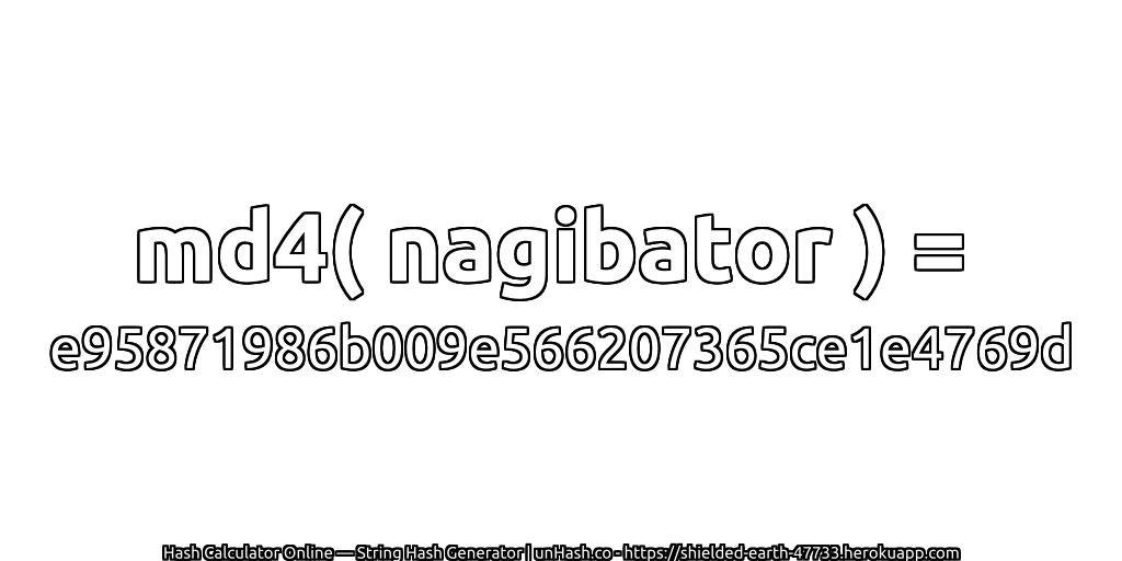 md4( nagibator ) = e95871986b009e566207365ce1e4769d | unHash.co