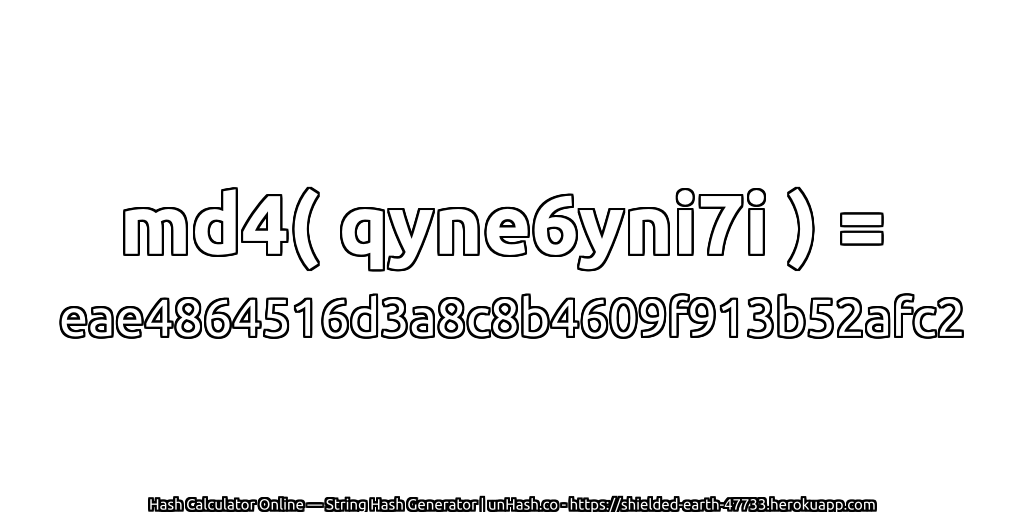 md4( qyne6yni7i ) = eae4864516d3a8c8b4609f913b52afc2 | unHash.co