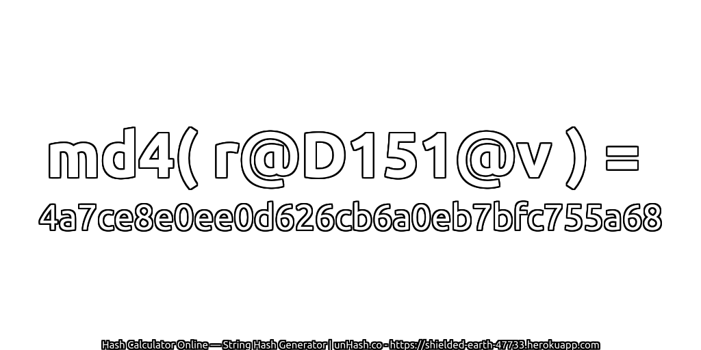 md4( r@D151@v ) = 4a7ce8e0ee0d626cb6a0eb7bfc755a68 | unHash.co