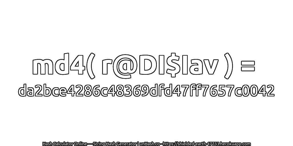 md4( r@DI$Iav ) = da2bce4286c48369dfd47ff7657c0042 | unHash.co