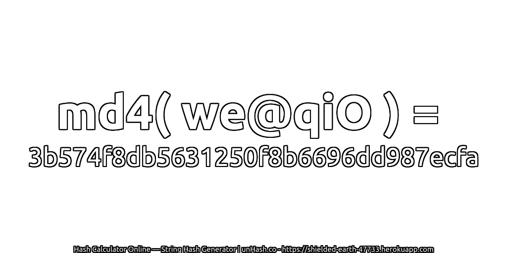 md4( we@qiO ) = 3b574f8db5631250f8b6696dd987ecfa | unHash.co
