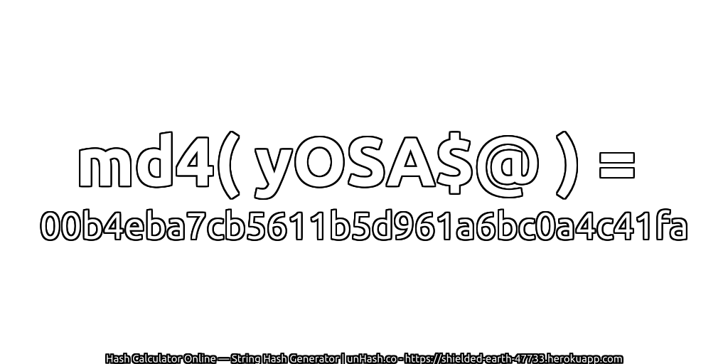 md4( yOSA$@ ) = 00b4eba7cb5611b5d961a6bc0a4c41fa | unHash.co