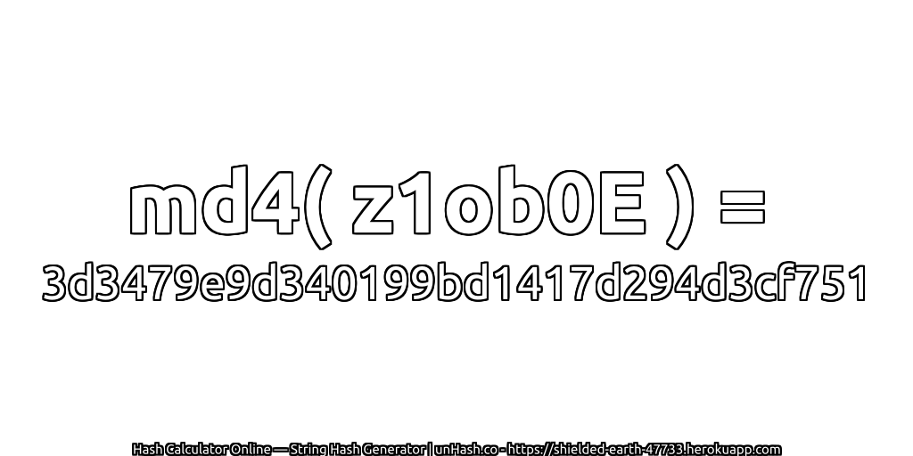 md4( z1ob0E ) = 3d3479e9d340199bd1417d294d3cf751 | unHash.co