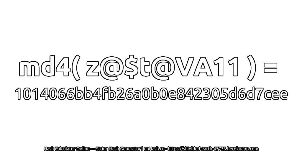 md4( z@$t@VA11 ) = 1014066bb4fb26a0b0e842305d6d7cee | unHash.co