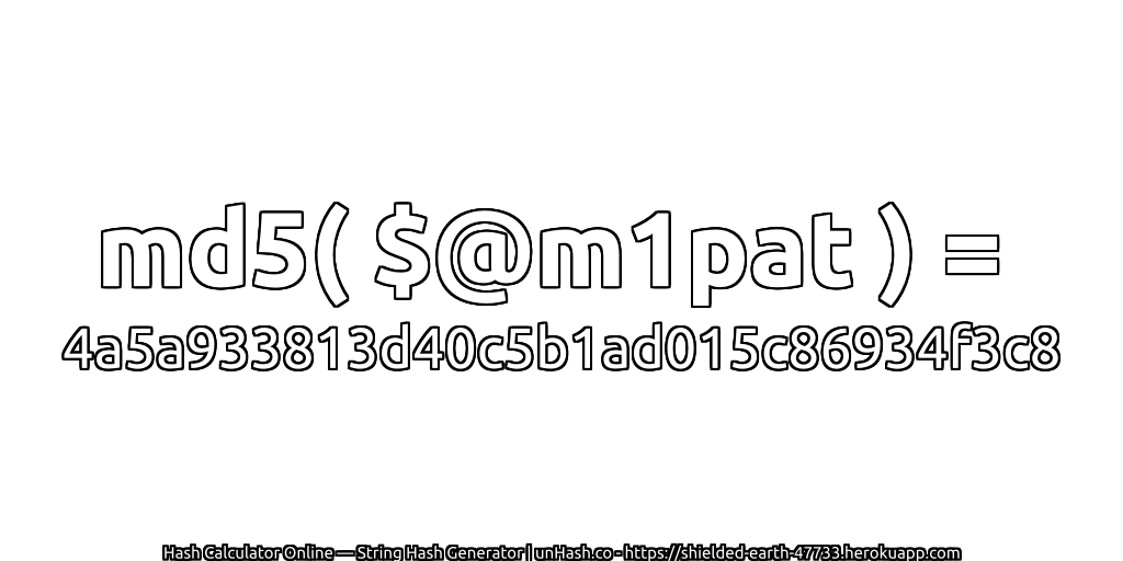 md5( $@m1pat ) = 4a5a933813d40c5b1ad015c86934f3c8 | unHash.co