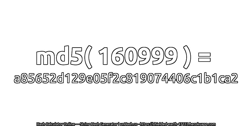 md5( 160999 ) = a85652d129e05f2c819074406c1b1ca2 | unHash.co