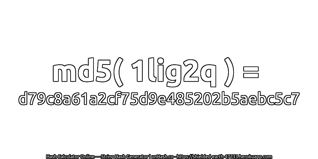 md5( 1lig2q ) = d79c8a61a2cf75d9e485202b5aebc5c7 | unHash.co