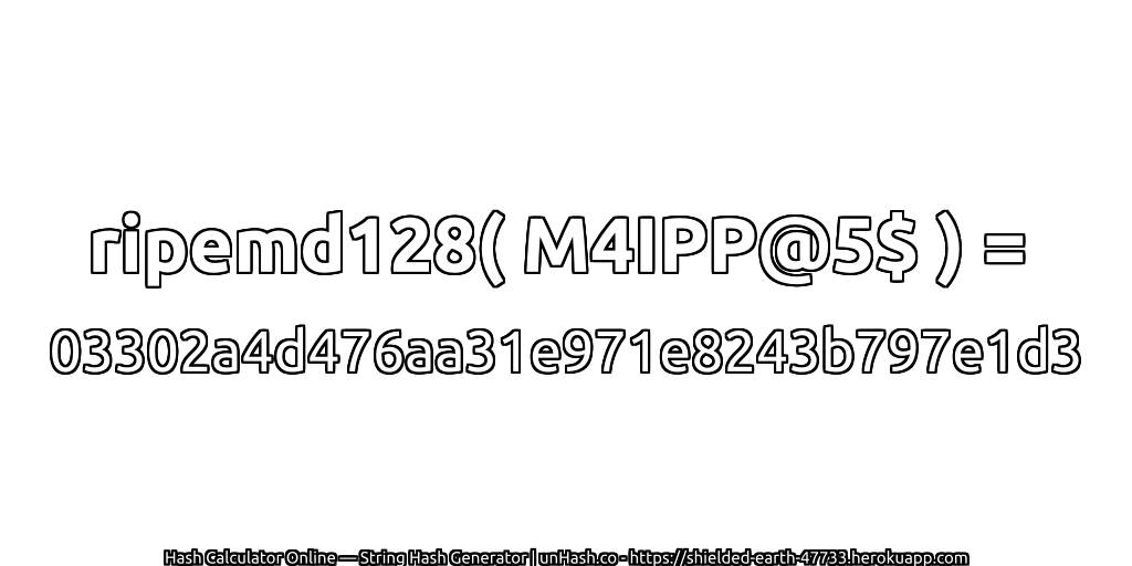 ripemd128( M4IPP@5$ ) = 03302a4d476aa31e971e8243b797e1d3 | unHash.co