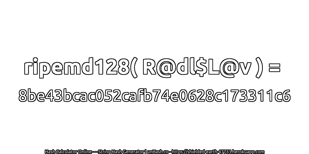 ripemd128( R@dl$L@v ) = 8be43bcac052cafb74e0628c173311c6 | unHash.co