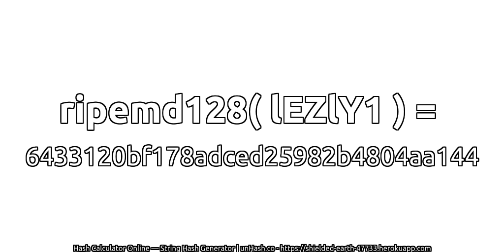 ripemd128( lEZlY1 ) = 6433120bf178adced25982b4804aa144 | unHash.co