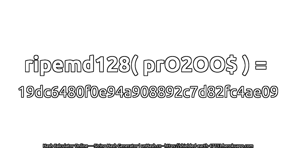 ripemd128( prO2OO$ ) = 19dc6480f0e94a908892c7d82fc4ae09 | unHash.co