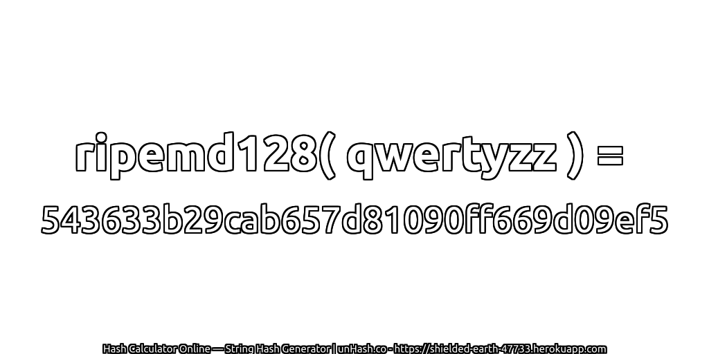 ripemd128( qwertyzz ) = 543633b29cab657d81090ff669d09ef5 | unHash.co