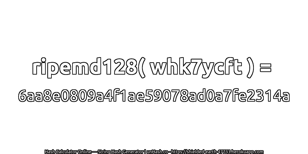 ripemd128( whk7ycft ) = 6aa8e0809a4f1ae59078ad0a7fe2314a | unHash.co