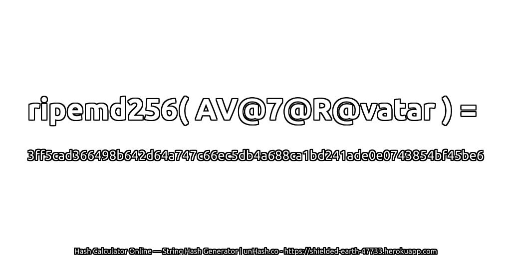 ripemd256( AV@7@R@vatar ) = 3ff5cad366498b642d64a747c66ec5db4a688ca1bd241ade0e0743854bf45be6 | unHash.co