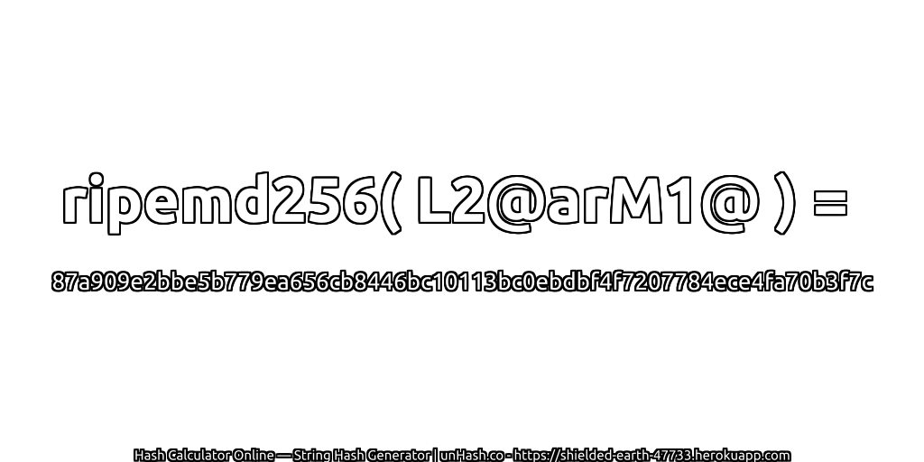 ripemd256( L2@arM1@ ) = 87a909e2bbe5b779ea656cb8446bc10113bc0ebdbf4f7207784ece4fa70b3f7c | unHash.co