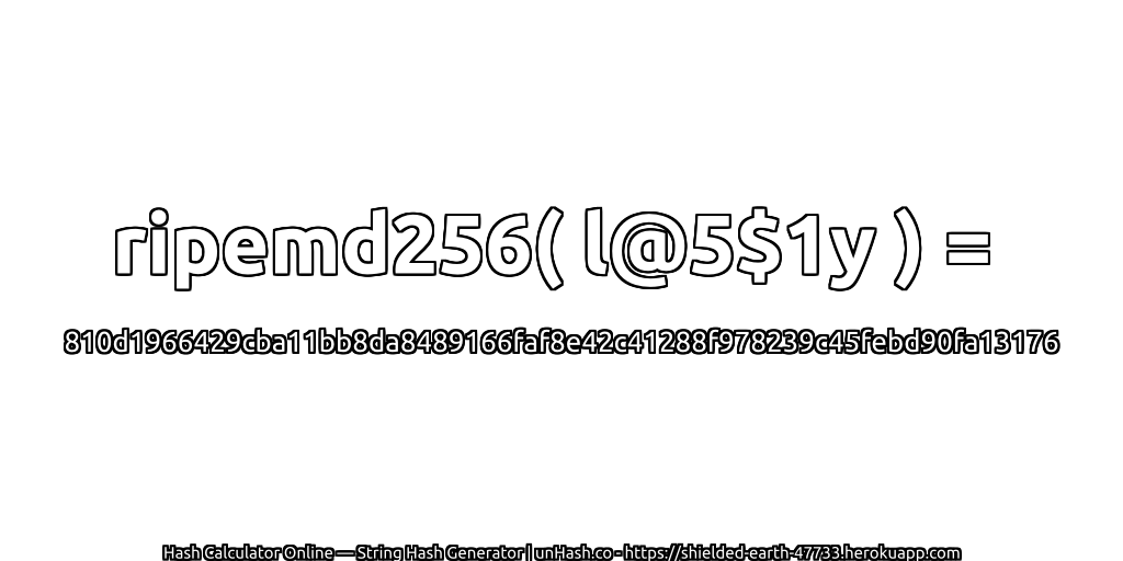 ripemd256( l@5$1y ) = 810d1966429cba11bb8da8489166faf8e42c41288f978239c45febd90fa13176 | unHash.co