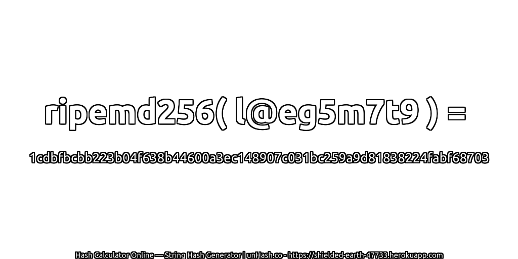 ripemd256( l@eg5m7t9 ) = 1cdbfbcbb223b04f638b44600a3ec148907c031bc259a9d81838224fabf68703 | unHash.co