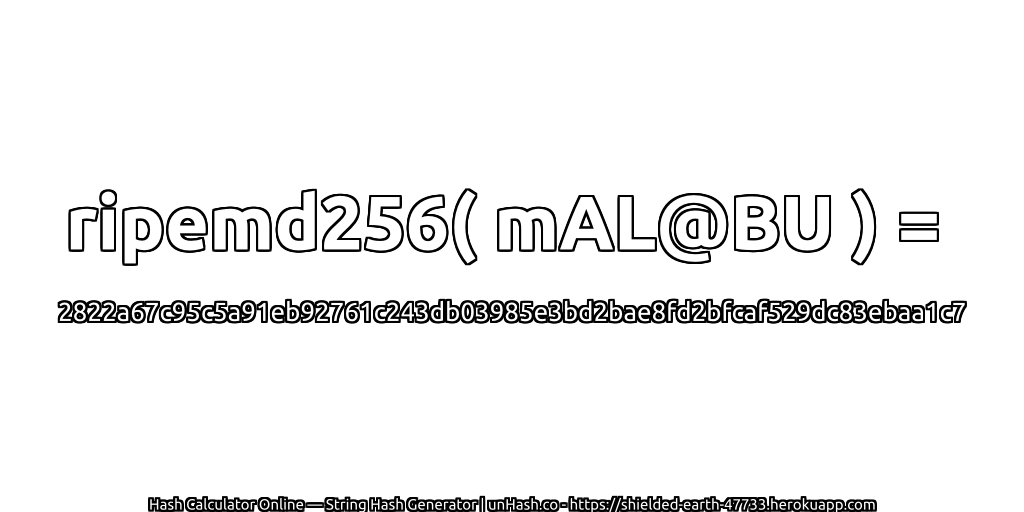 ripemd256( mAL@BU ) = 2822a67c95c5a91eb92761c243db03985e3bd2bae8fd2bfcaf529dc83ebaa1c7 | unHash.co