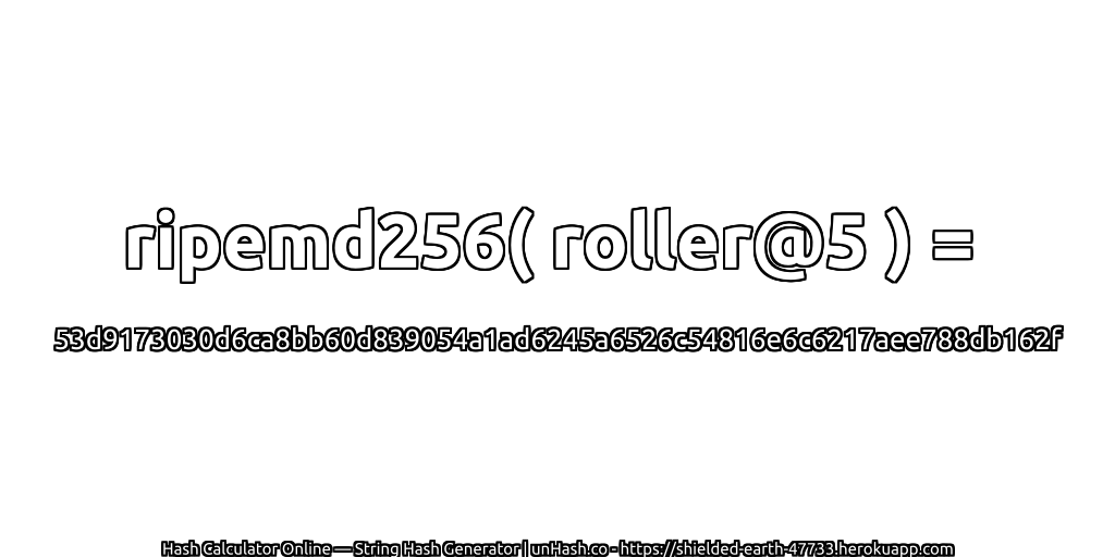 ripemd256( roller@5 ) = 53d9173030d6ca8bb60d839054a1ad6245a6526c54816e6c6217aee788db162f | unHash.co