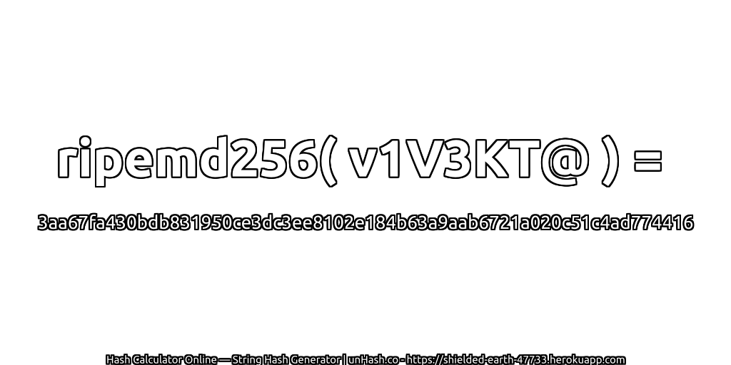 ripemd256( v1V3KT@ ) = 3aa67fa430bdb831950ce3dc3ee8102e184b63a9aab6721a020c51c4ad774416 | unHash.co