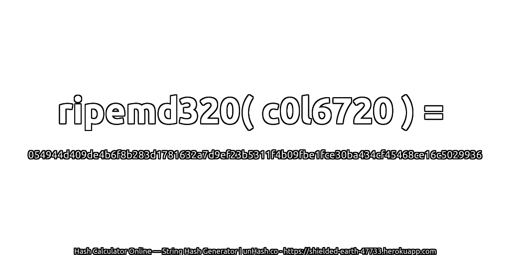 ripemd320( c0l6720 ) = 054944d409de4b6f8b283d1781632a7d9ef23b5311f4b09fbe1fce30ba434cf45468ce16c5029936 | unHash.co