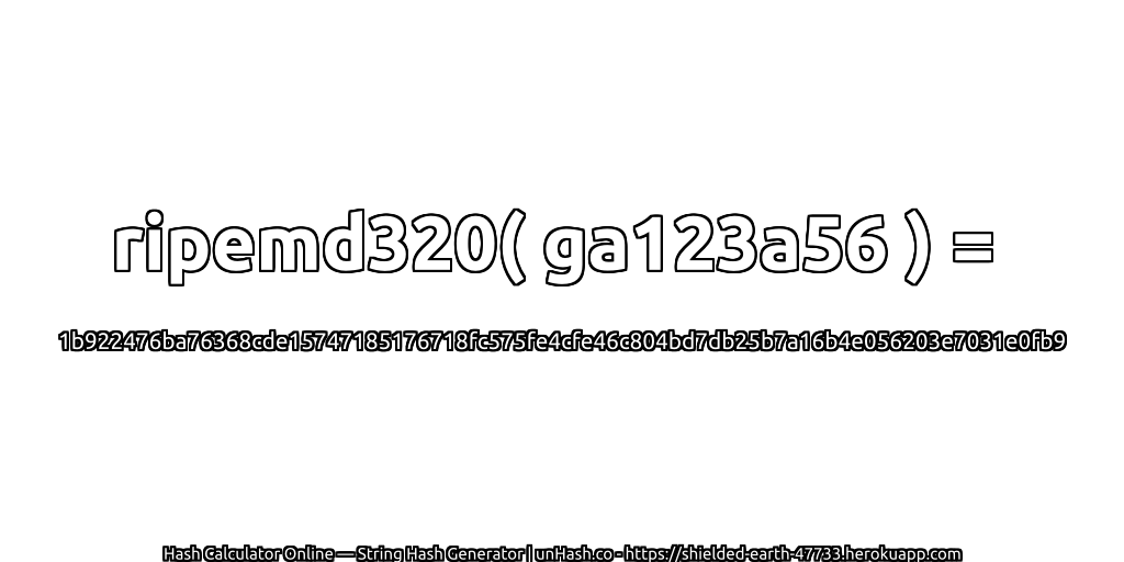 ripemd320( ga123a56 ) = 1b922476ba76368cde15747185176718fc575fe4cfe46c804bd7db25b7a16b4e056203e7031e0fb9 | unHash.co