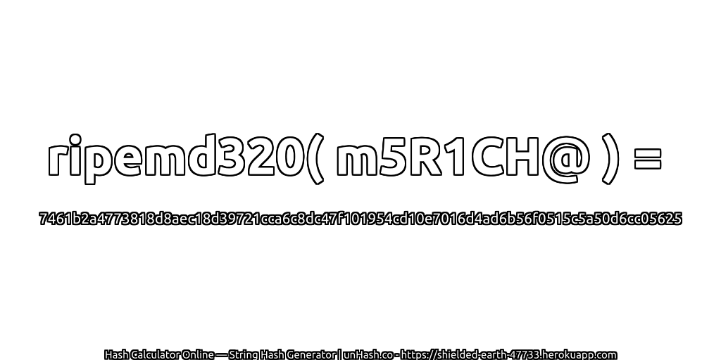 ripemd320( m5R1CH@ ) = 7461b2a4773818d8aec18d39721cca6c8dc47f101954cd10e7016d4ad6b56f0515c5a50d6cc05625 | unHash.co