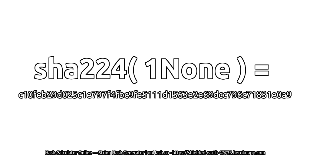 sha224( 1None ) = c10feb29d025c1e797f4fbc9fe5111d1563e2e69dcc796c71831e0a9 | unHash.co
