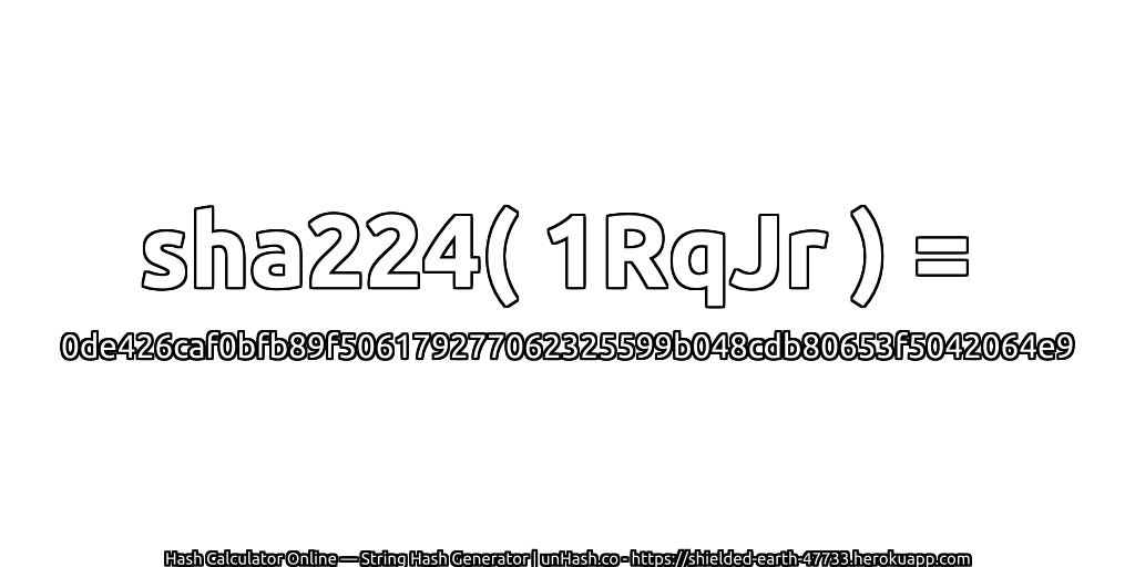 sha224( 1RqJr ) = 0de426caf0bfb89f506179277062325599b048cdb80653f5042064e9 | unHash.co