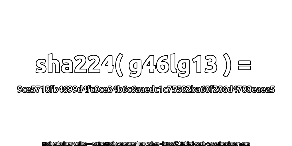 sha224( g46lg13 ) = 9ce5718fb4699d4fc0ce34b6c6aaedc1c75582ba60f206d4788eaea5 | unHash.co