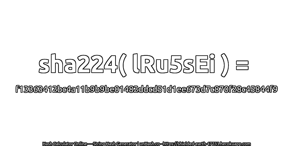 sha224( lRu5sEi ) = f13363412bc4a11b9b9be01482ddcd51d1ee673d7c870f28c45844f9 | unHash.co