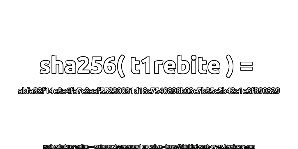 sha256( t1rebite ) = abfa32f14e3a4fa7c2aaf55230031d18c7540898b03c7b35c5b42c1e3f890829 | unHash.co