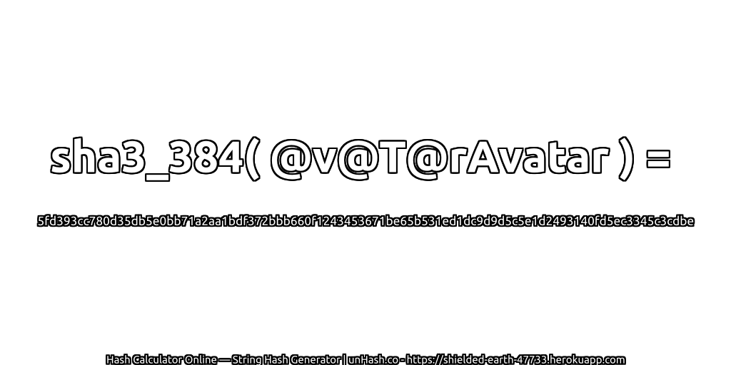 sha3_384( @v@T@rAvatar ) = 5fd393cc780d35db5e0bb71a2aa1bdf372bbb660f1243453671be65b531ed1dc9d9d5c5e1d2493140fd5ec3345c3cdbe | unHash.co