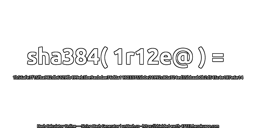 sha384( 1r12e@ ) = 1b56afe7f15fba982db6129fb499eb3be9acbdae76d0a113033755b0e21992c80a724ed35bbaab0b2d545c4e187e6e14 | unHash.co