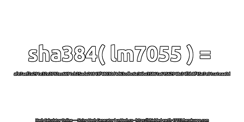 sha384( lm7055 ) = afe7aef2a291e32e2792ec6691cb25ada21843f48030d4d63cdbc6e36ba35861a61562948c34f3b8f45e7e01ca1eaa0d | unHash.co