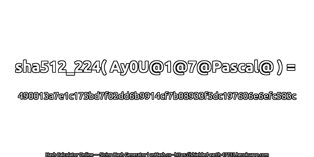 sha512_224( Ay0U@1@7@Pascal@ ) = 490013a7e1c175bd7f02dd6b9914cf7b08933f5dc197606e6efc583c | unHash.co