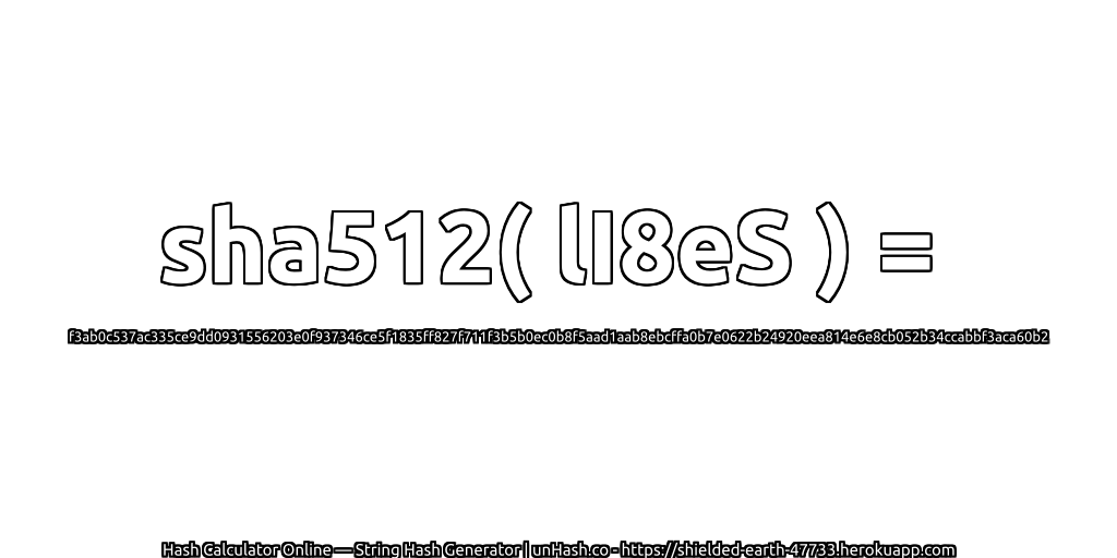 sha512( lI8eS ) = f3ab0c537ac335ce9dd0931556203e0f937346ce5f1835ff827f711f3b5b0ec0b8f5aad1aab8ebcffa0b7e0622b24920eea814e6e8cb052b34ccabbf3aca60b2 | unHash.co