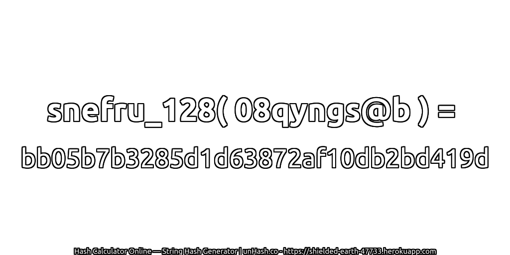 snefru_128( 08qyngs@b ) = bb05b7b3285d1d63872af10db2bd419d | unHash.co