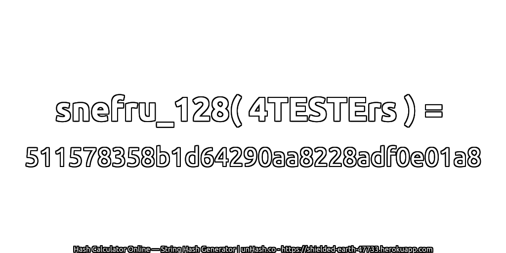snefru_128( 4TESTErs ) = 511578358b1d64290aa8228adf0e01a8 | unHash.co