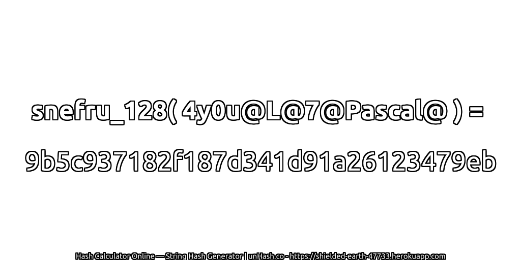 snefru_128( 4y0u@L@7@Pascal@ ) = 9b5c937182f187d341d91a26123479eb | unHash.co