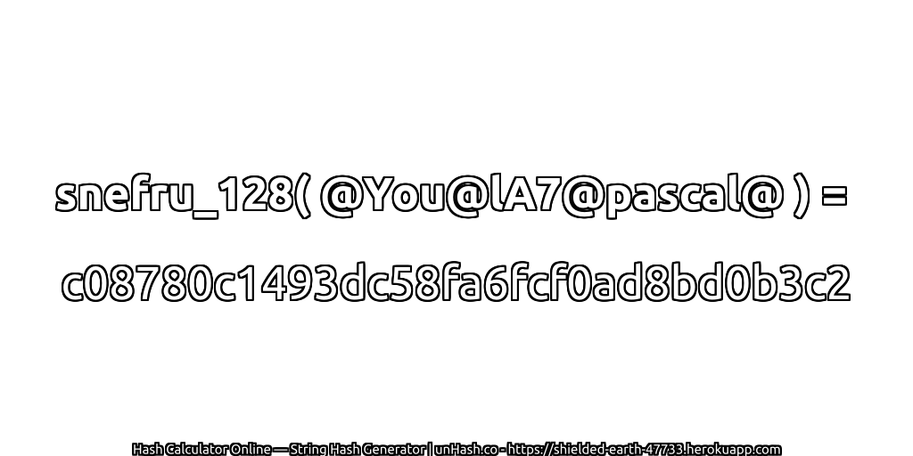 snefru_128( @You@lA7@pascal@ ) = c08780c1493dc58fa6fcf0ad8bd0b3c2 | unHash.co