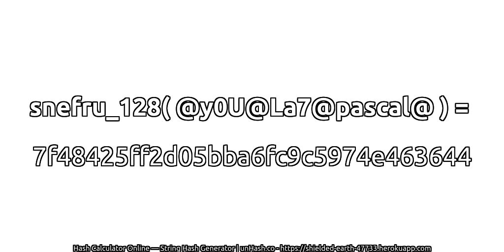 snefru_128( @y0U@La7@pascal@ ) = 7f48425ff2d05bba6fc9c5974e463644 | unHash.co